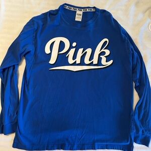 PINK Victoria's Secret Kids Long-Sleeve Logo Tee in Royal Blue